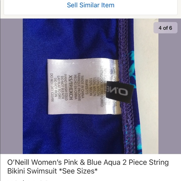 O’Neill Pink & Blue Aqua 2 Piece Bikini Swinmsuit - Picture 3 of 5